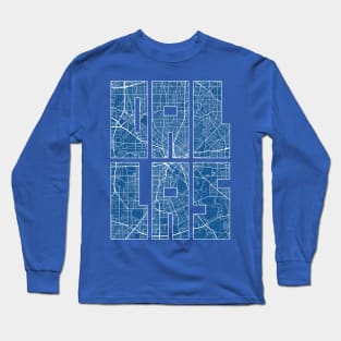 Dallas, USA City Map Typography - Blueprint Long Sleeve T-Shirt